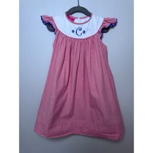 Claire & Charlie Gingham Bishop Dress Embroidered "c" Size 2T